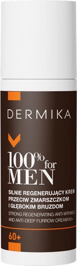 Krem anti-rrudhë për meshkuj Dermika 100% for Men Strong Regenerating Anti-Wrinkle Cream for Deep Wrinkles 60+, 50ml