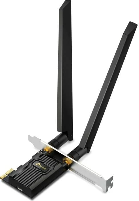 Adapter Wi‑Fi PCIe, TP-Link Archer TXE72E, me antena të jashtme, e zezë