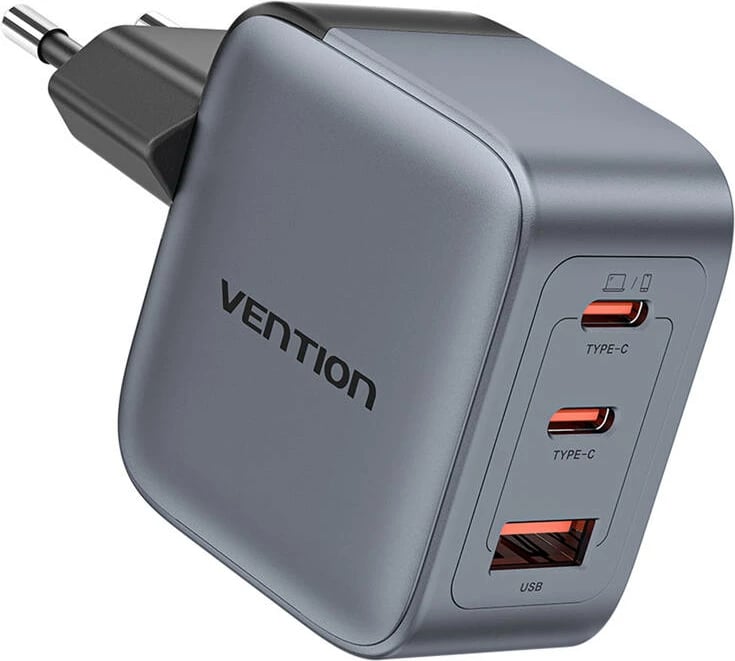 Karikues GaN Vention FEXH0-EU, 70W, 2x USB-C + 1x USB-A, Gri