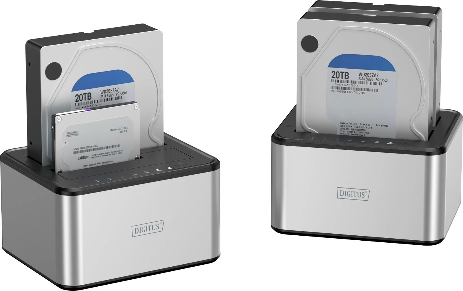 Docking station Digitus USB 2x 2.5/3.5 SATA, zi/bardhë