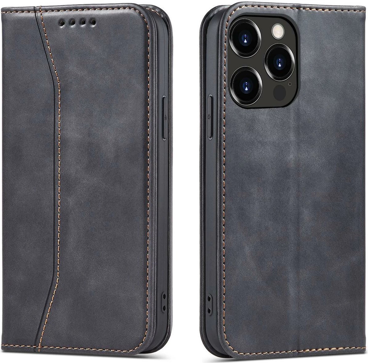 Mbështjellës Hurtel Magnet Fancy Case për iPhone 14 Pro, me kapak, xhepa për kartela dhe qëndrim, e zezë