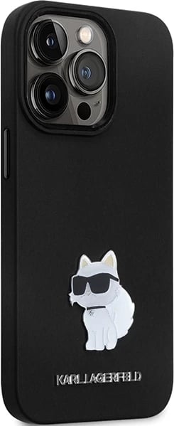 Mbështjellës Karl Lagerfeld KLHCP13LSMHCNPK për iPhone 13 Pro / 13, Silikon, Choupette, i zi