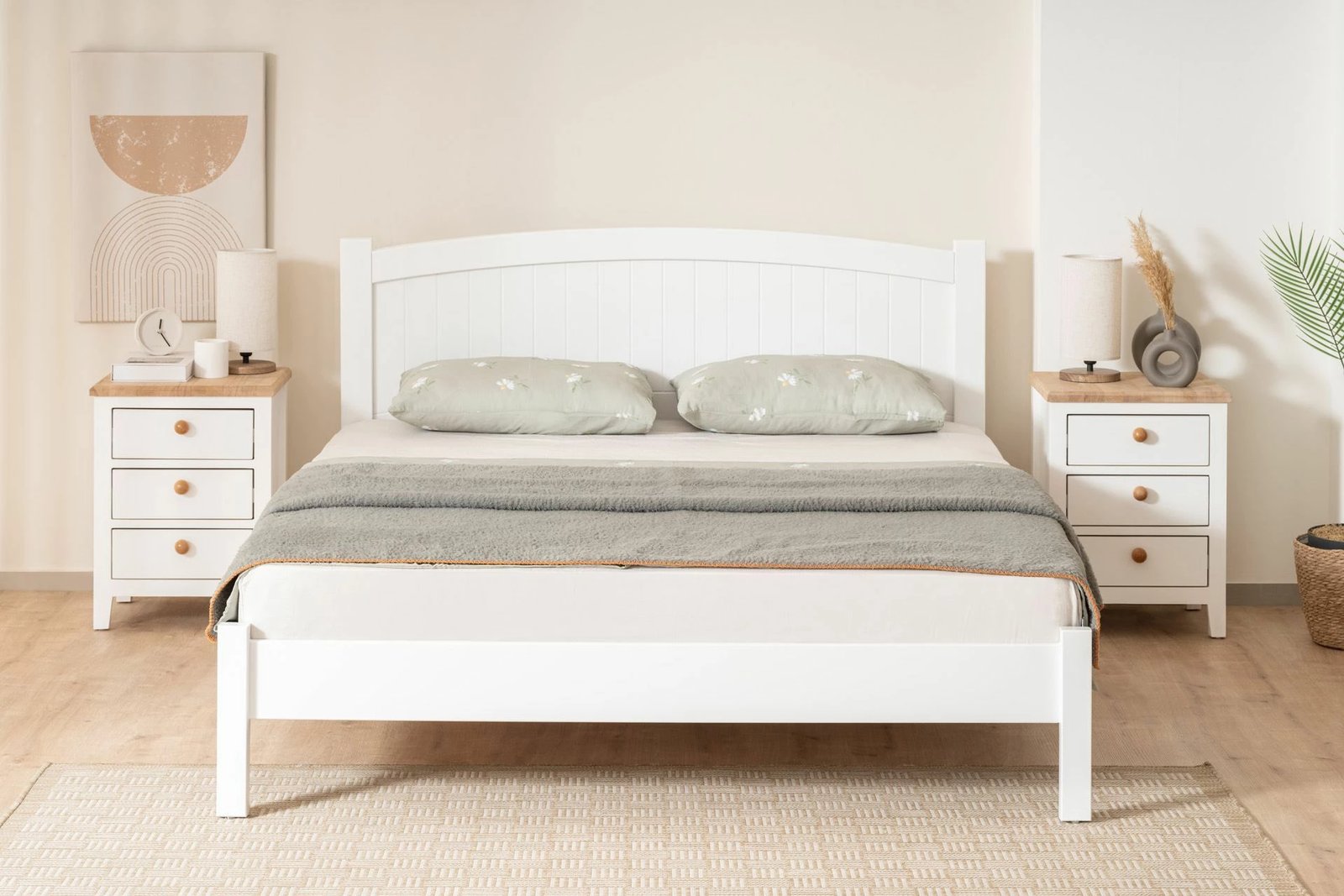 Kornizë krevati dopio, ngjyrë e bardhë, Hanah Home Rüzgar Modern Country, 120x200