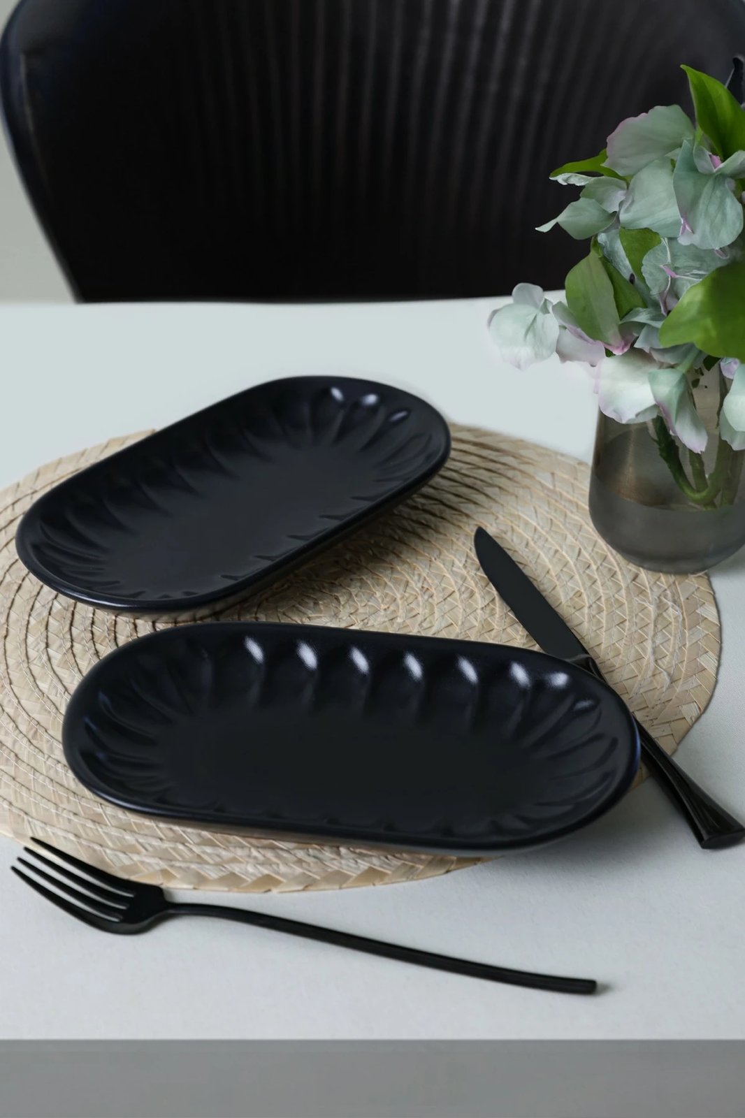 Set pjatash servirëse (2 copë), Hermia Concept, X00017597, ngjyrë e zezë mat