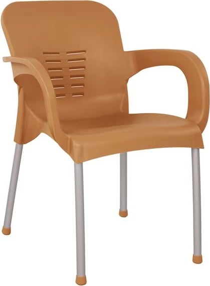 Karrige me krahë polipropileni, ngjyrë druri, këmbë alumini, KAREK FH5592.03, 59x58x81 cm