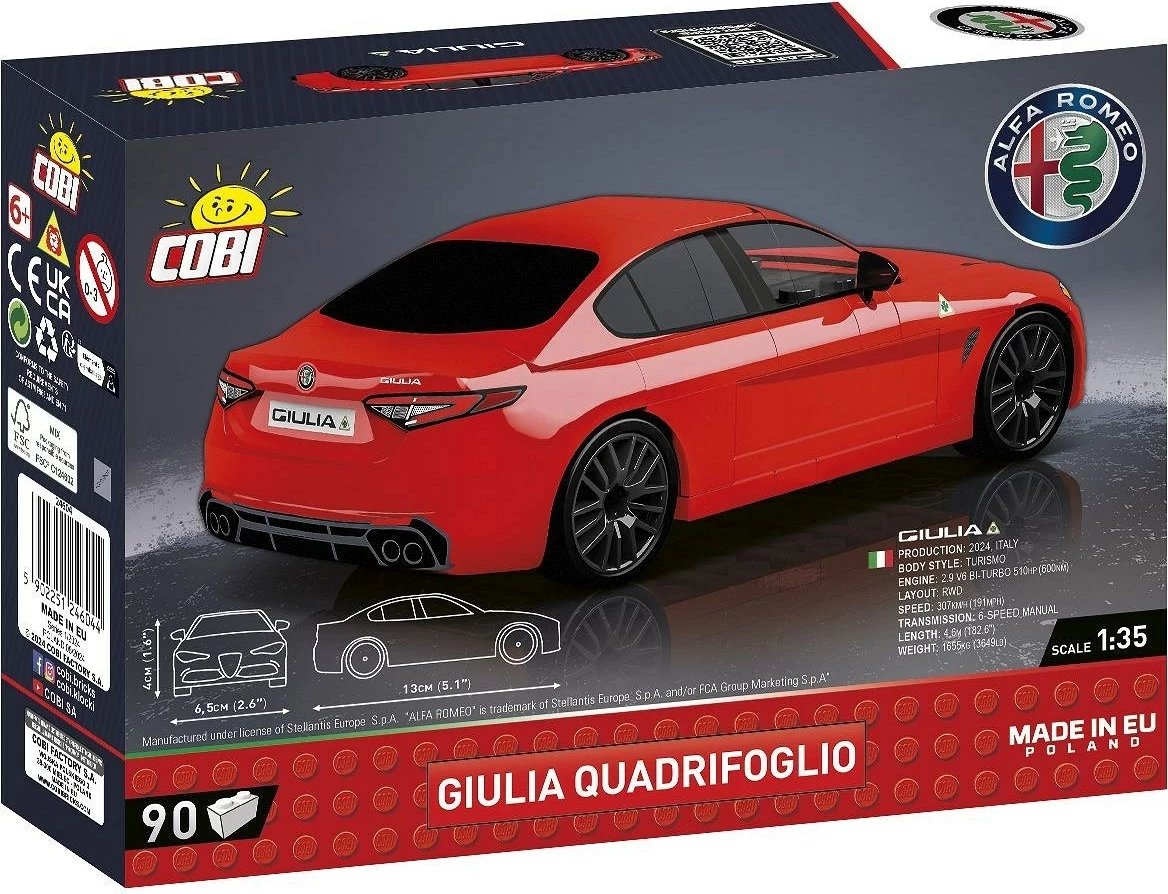 Set ndërtimi COBI Giulia Quadrifoglio, 90 pjesë, e kuqe