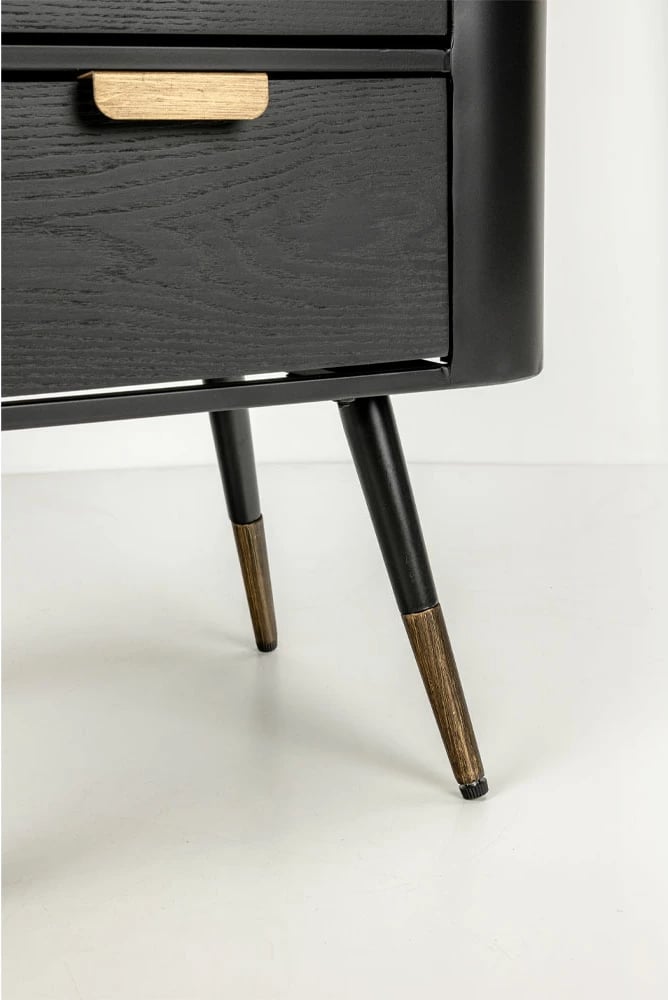 Komodinë Colombo, e zezë me të artë, 50x39x63