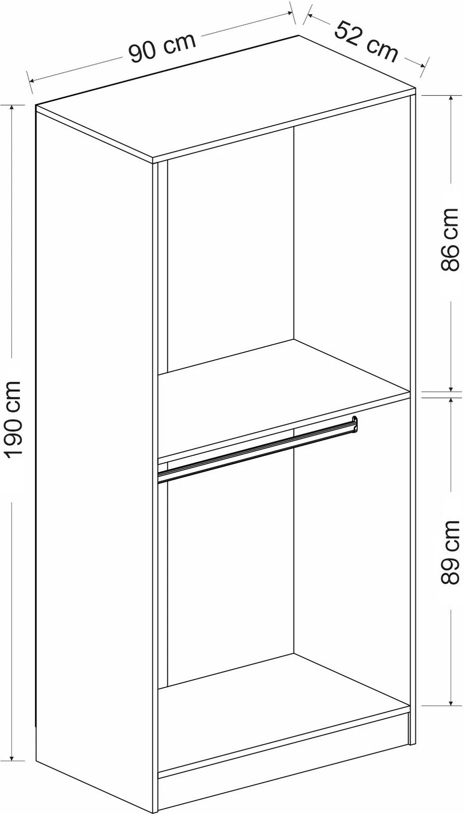 Dollap Hanah Home, xham Kale, anthracite, 190cm