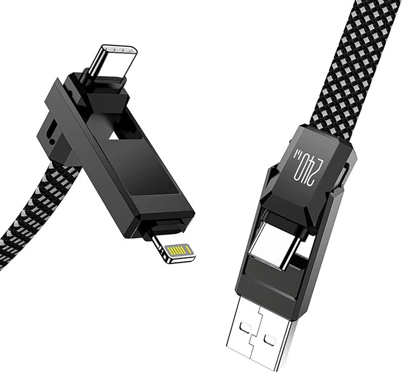 Kabllo 4-në-1 BlitzWolf BW-HDC7, 1.2m, 240W, USB-A/USB-C/Lightning, e zezë Kabllo 4-në-1 BlitzWolf BW-HDC7, 1.2m, 240W, USB-A/USB-C/Lightning, e zezë