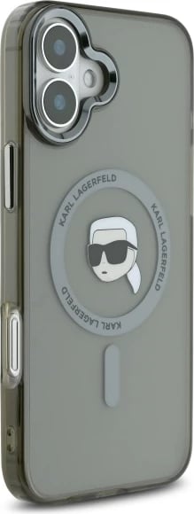 Mbështjellës Karl Lagerfeld IML Metal Karl Head MagSafe për iPhone 16, Zi