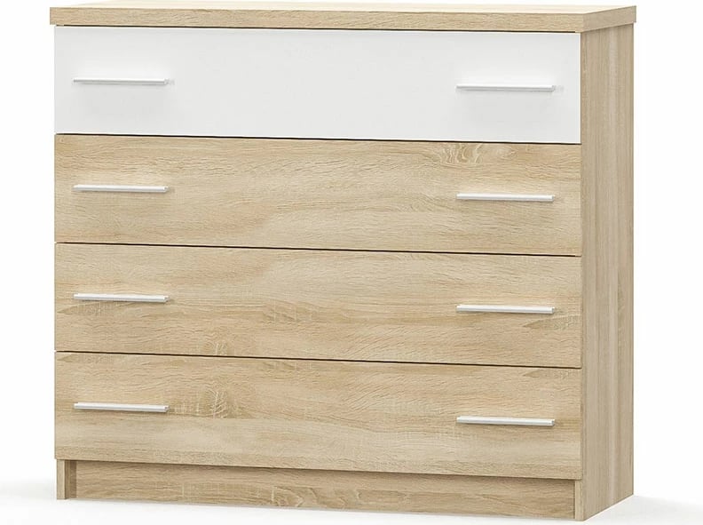 Komodë me 4 sirtarë Geneva ngjyrë natyrale-bardhë 103x40x92cm