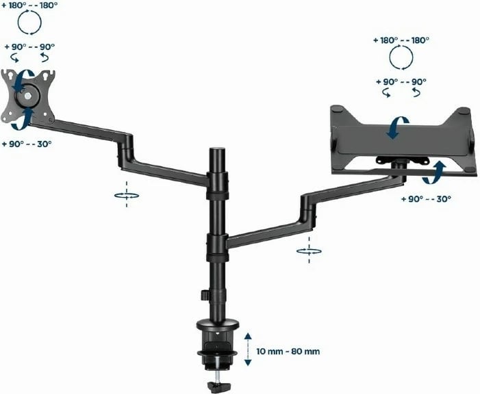 Mbajtëse tavoline Gembird MA-DA-04 për monitor deri 27" dhe laptop deri 17.3", e zezë