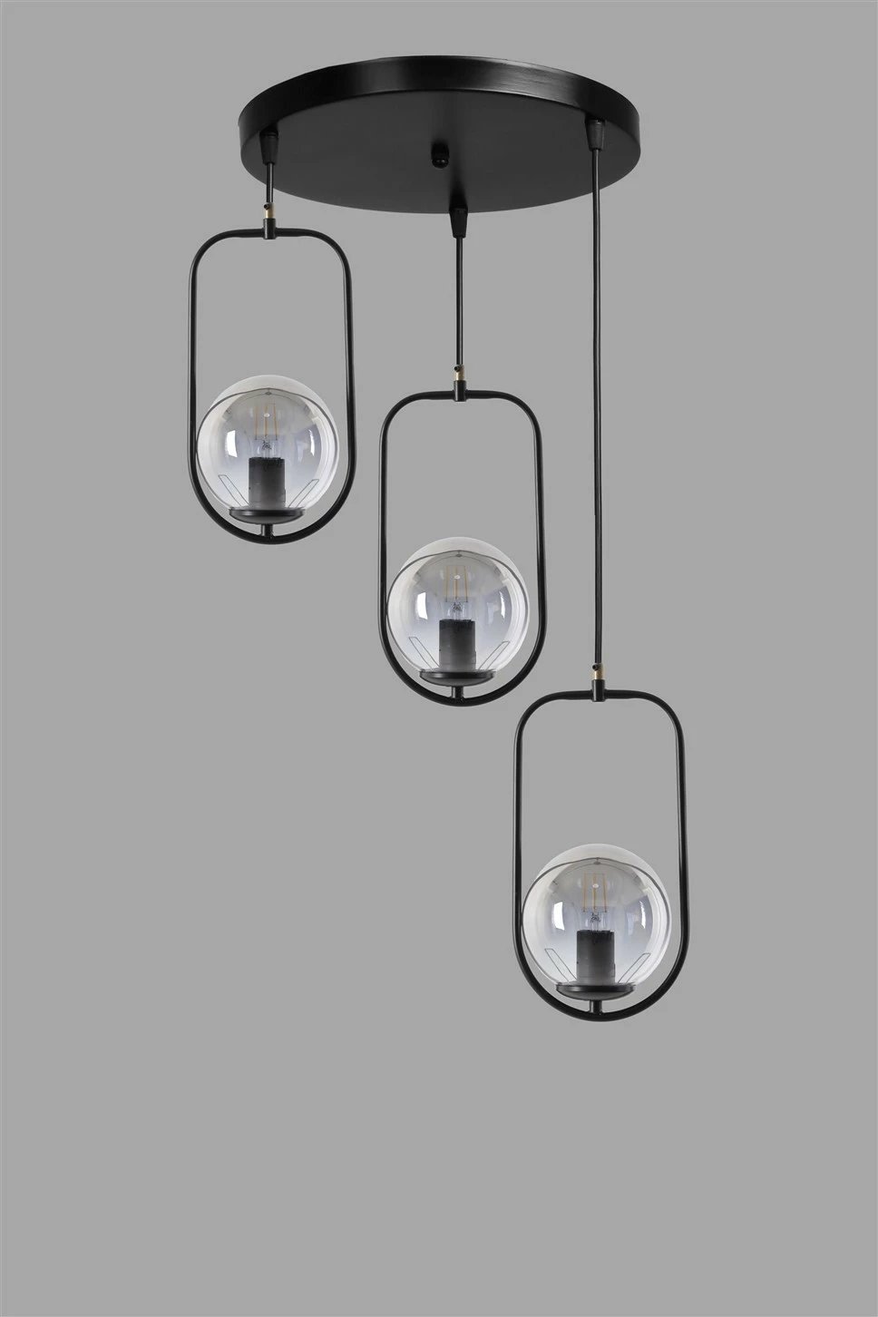 Llambë tavani Opviq, dru ahu, 3 pjesë, gotë e tymosur, e zezë, varëse