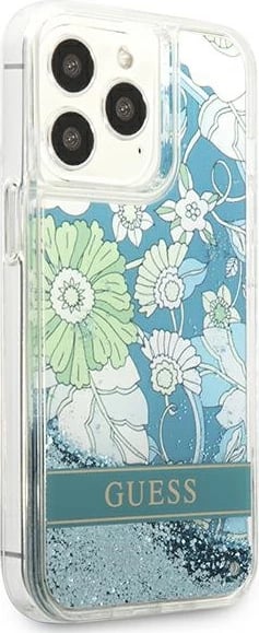 Mbështjellës Guess Flower Liquid Glitter për iPhone 13 Pro Max 6.7", Gjelbër Mbështjellës Guess Flower Liquid Glitter për iPhone 13 Pro Max 6.7", Gjelbër