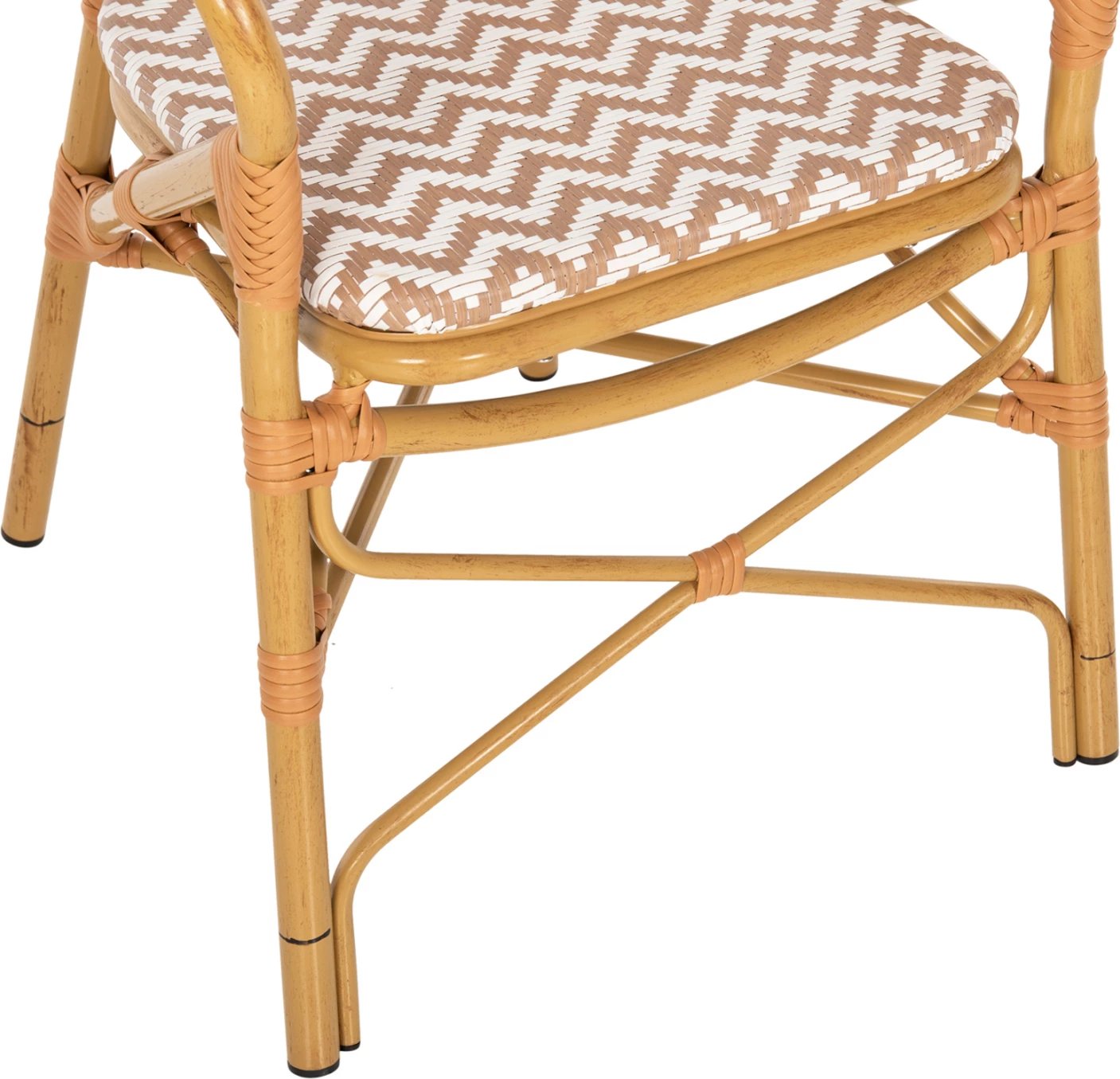 Karrige për jashtë, alumin pamje bambuje, tekstilene natyrale & e bardhë, FH5928.03, 55x58x95cm