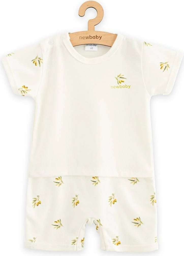 Kombinezon veror për bebe, New Baby, Olives, 100% pambuk organik, madhësi 80 (9-12m), bezhë
