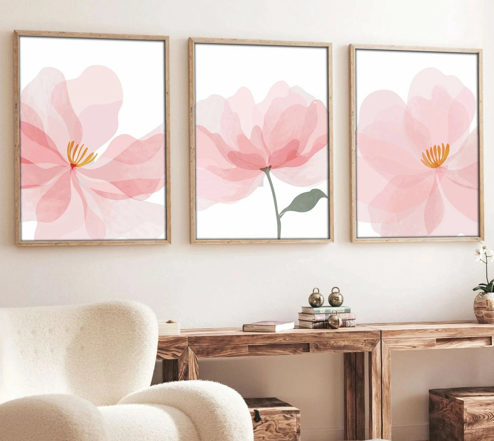 Pikturë dekorative me kornizë, 3 pjesë, Wallity, Huhu192, 70x50cm