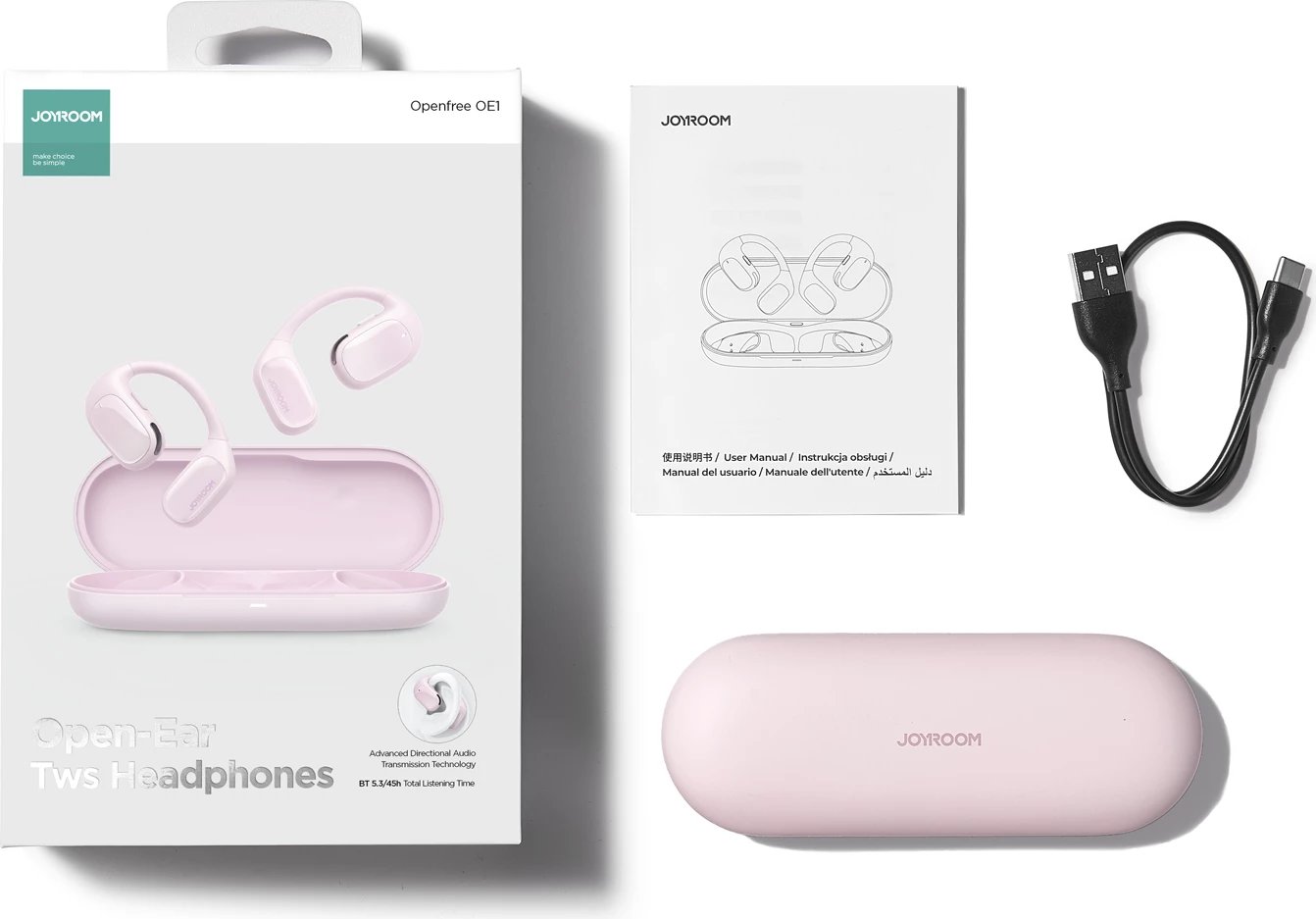 Kufje wireless Joyroom Openfree JR-OE1, TWS, Bluetooth 5.3, rozë