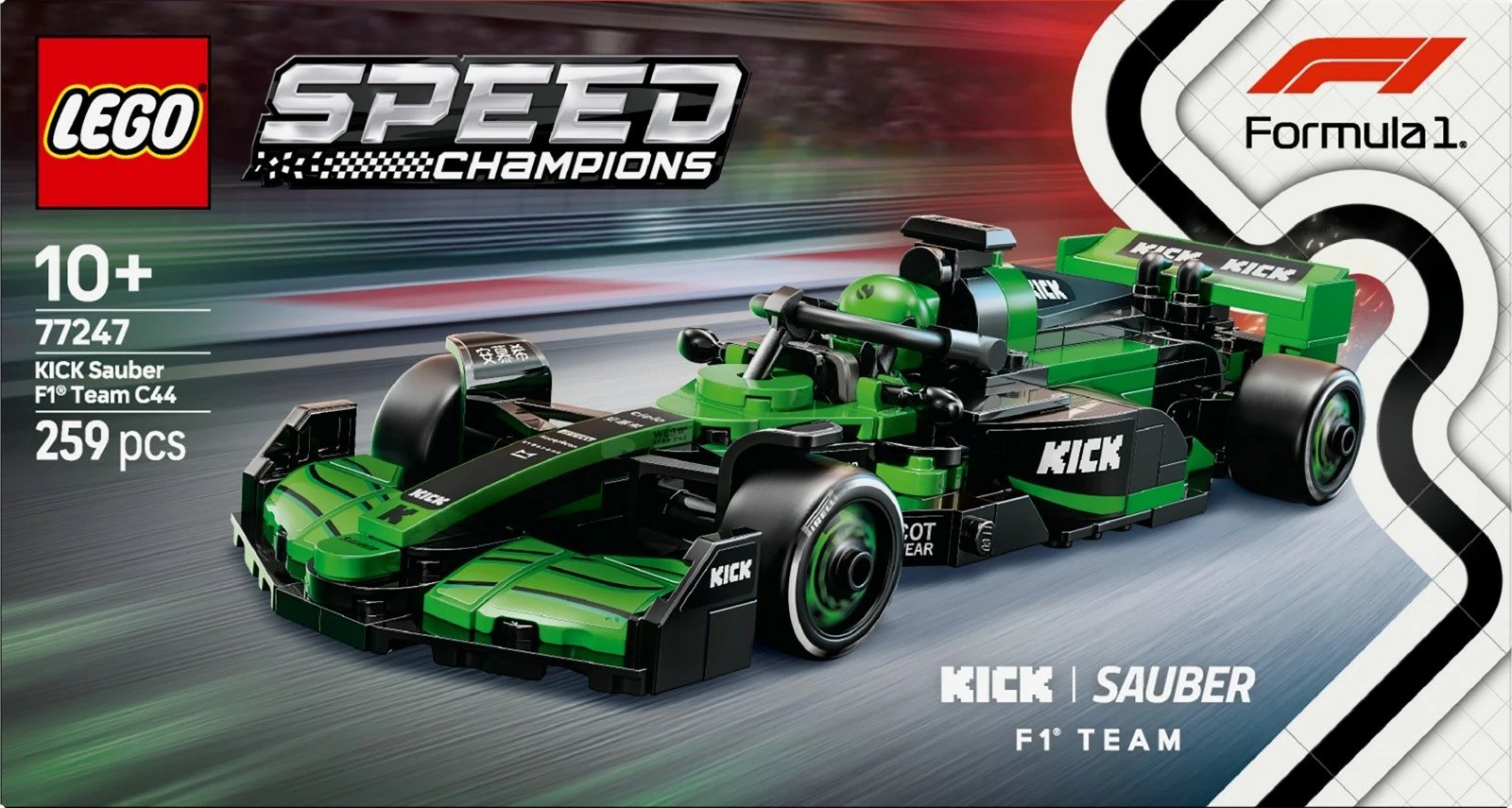 Set LEGO Speed Champions KICK Sauber F1 Team C44, 259 pjesë, Jeshile