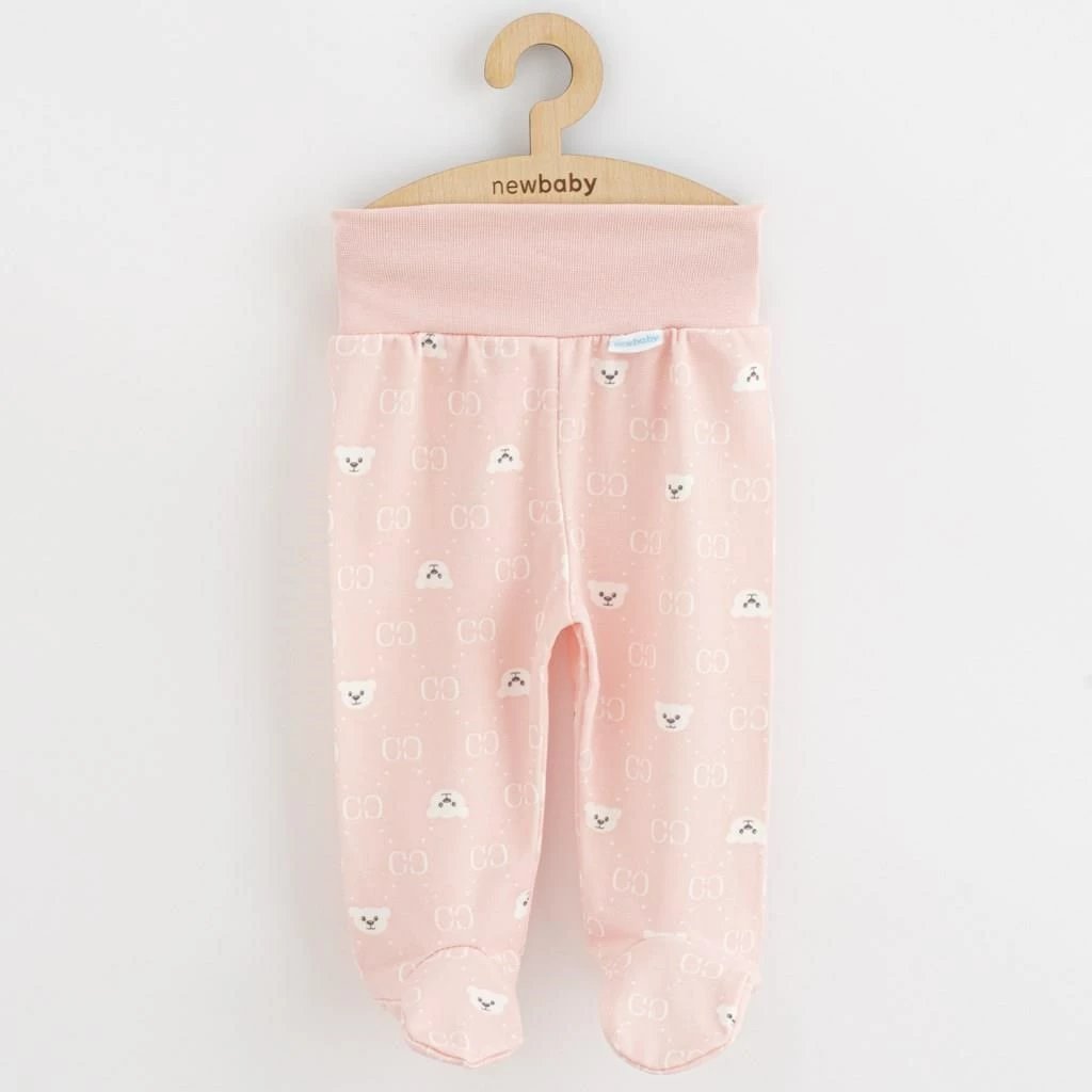 Pantallona me këmbë për bebe, New Baby, Classic II, 100% pambuk, madhësia 56 (0-3m), për vajza, rozë, set 3 copë