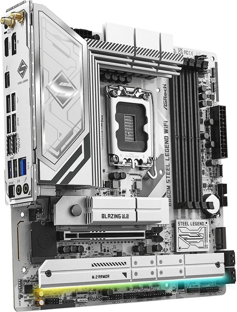 Pllakë amë ASRock B860M Steel Legend WiFi, micro ATX, Socket 1851, e bardhë