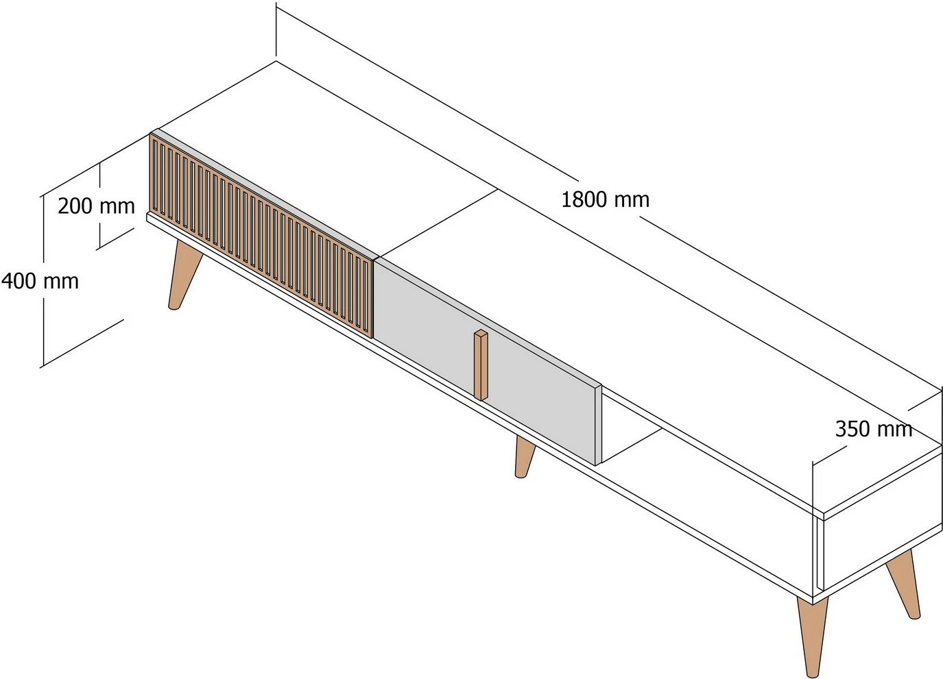 Komodë televizori Skye Decor, ngjyrë arre dhe travertin, Milan