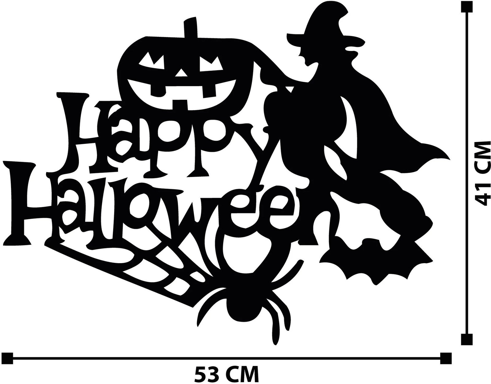 Aksesor muri dekorativ metalik Wallity, Halloween, 53x41cm, i zi
