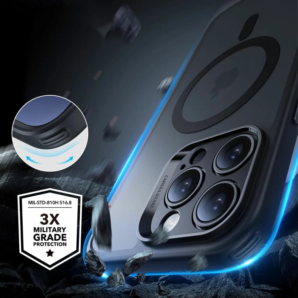 Mbështjellës ESR Classic Pro Set HaloLock MagSafe për iPhone 16 Pro, i zi, set me xham mbrojtës