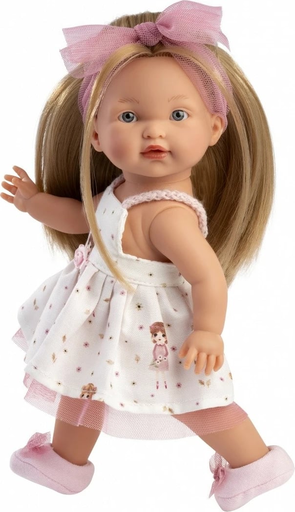 Kukull, Llorens, Valeria 28038 28 cm, vinil, lëviz krahë/këmbë/kokë, rozë e bardhë, set 4 pjesë