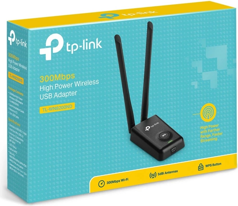 Adapter Wi-Fi USB TP-Link TL-WN8200ND, 300Mbps, i zi
