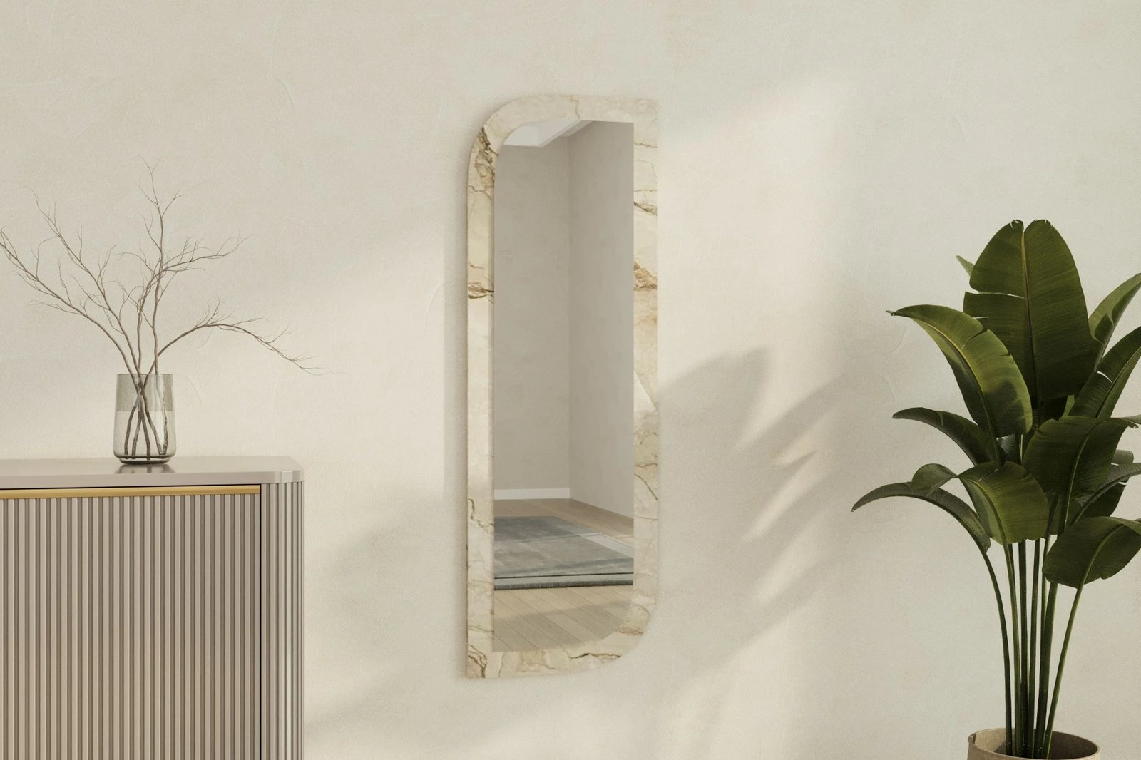 Pasqyrë Hanah Home, Arni, ngjyrë Ephesus dhe mermeri, 40x120cm