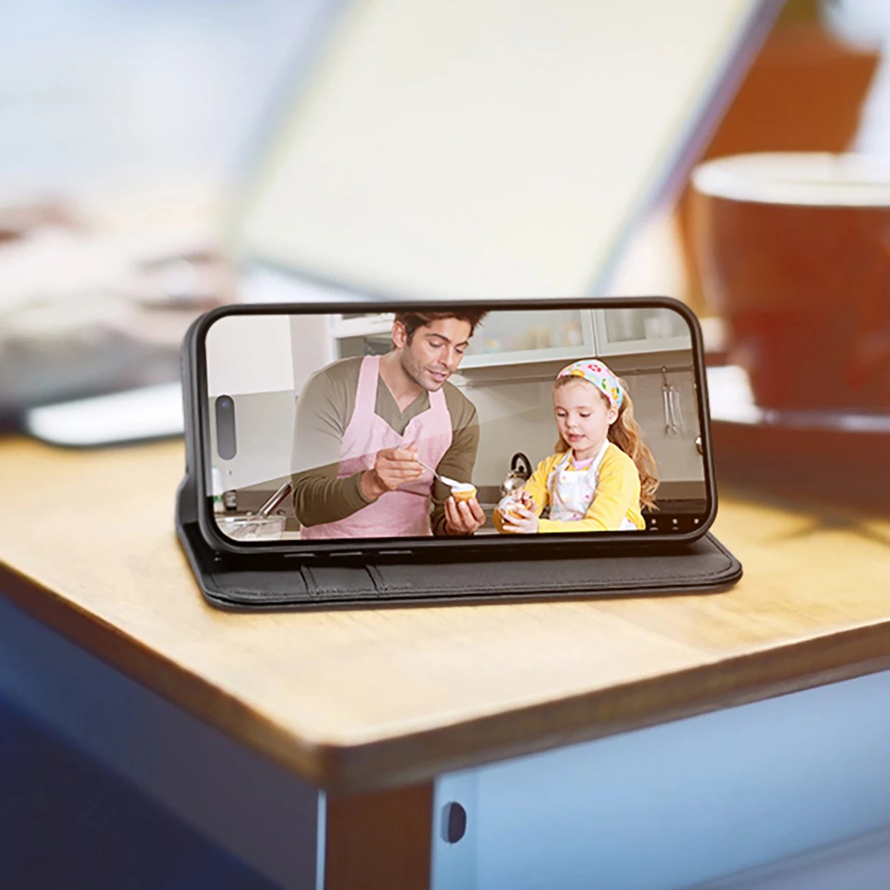 Mbështjellës Dux Ducis Hivo për iPhone 16 Pro, lëkurë, me kapak, RFID, i zi