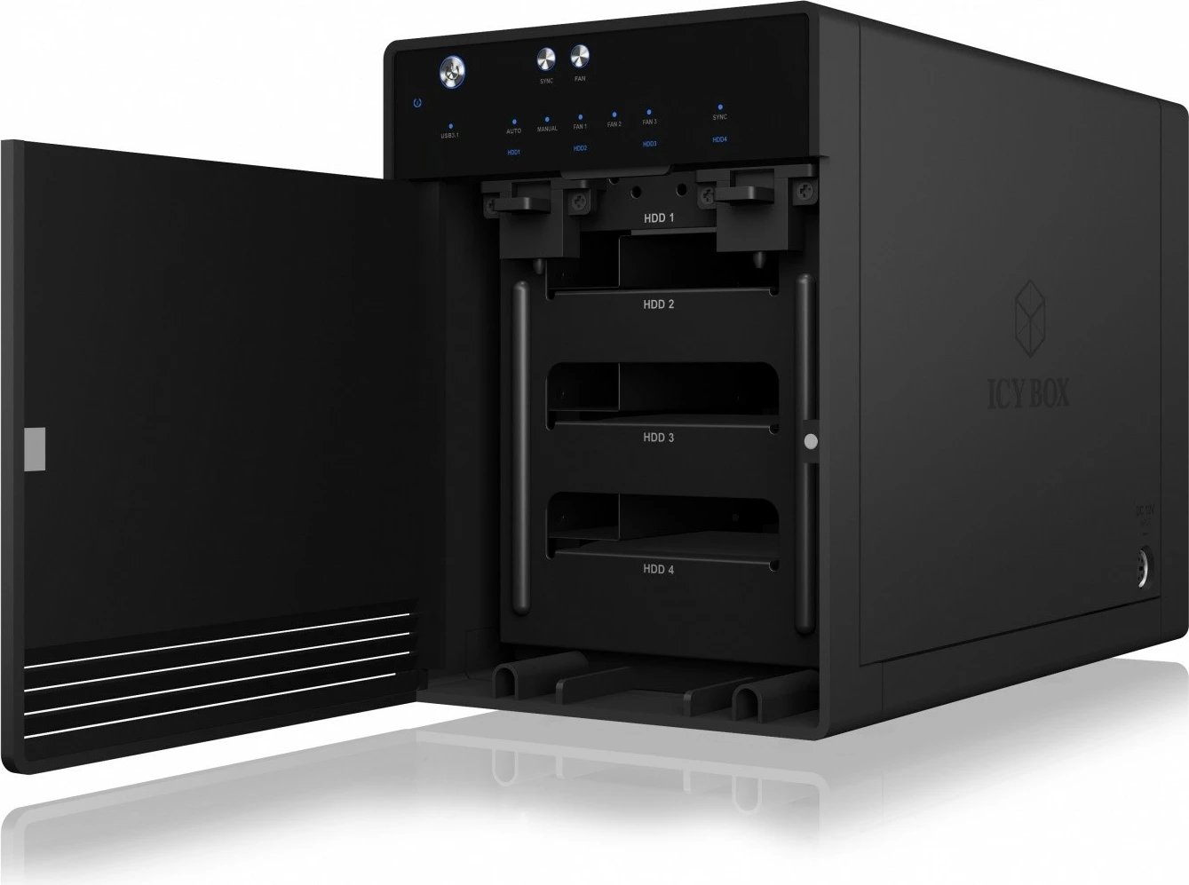 Kasë e jashtme IcyBox IB-3740-C31, 4x 2.5"/3.5", USB 3.1 Type-C, e zezë