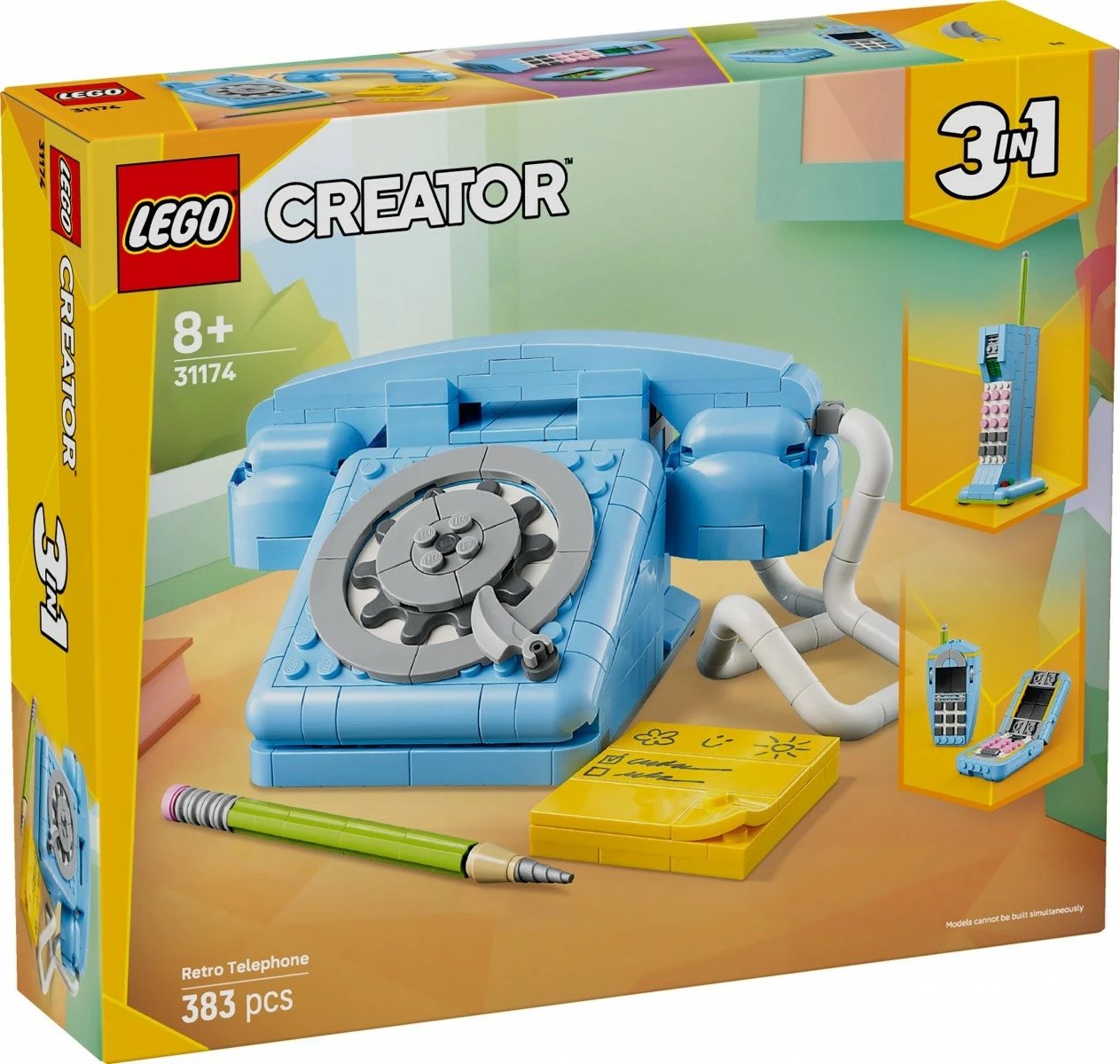 Set ndërtimi LEGO Creator 3-in-1, 31174 Retro Style Telephone, 383 pjesë, Blu