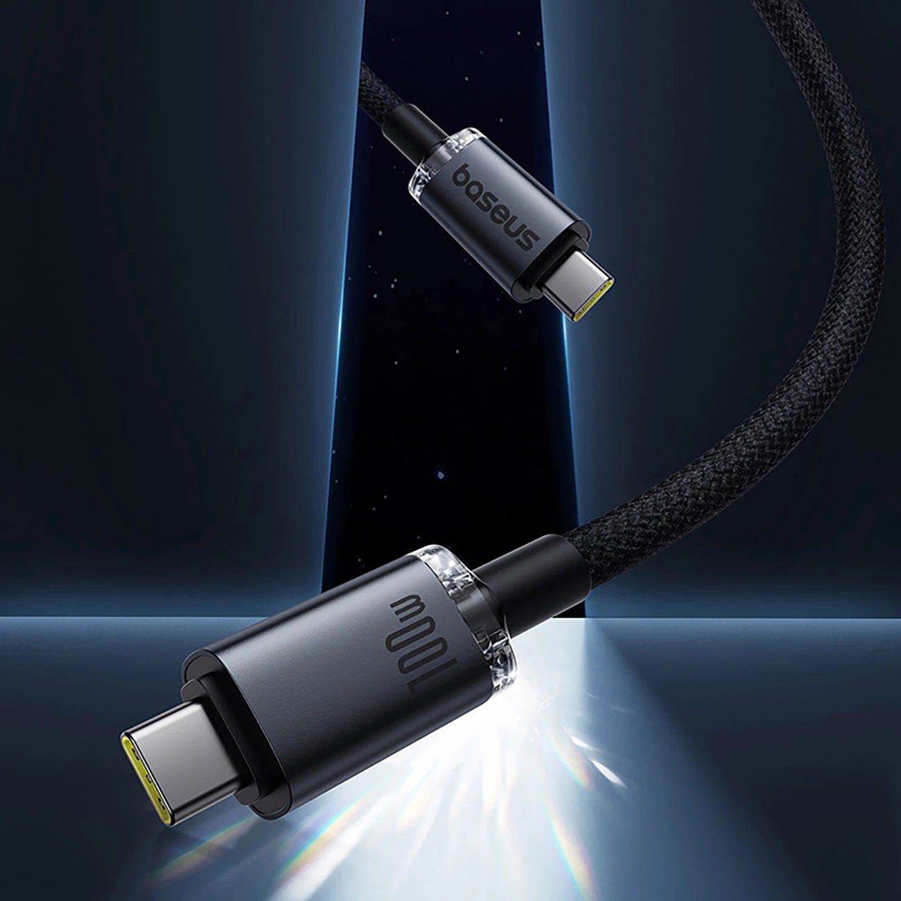 Kabllo USB-C në USB-C Baseus Crystal Shine CB000089, 1.5m, 100W, 20Gbps, e zezë
