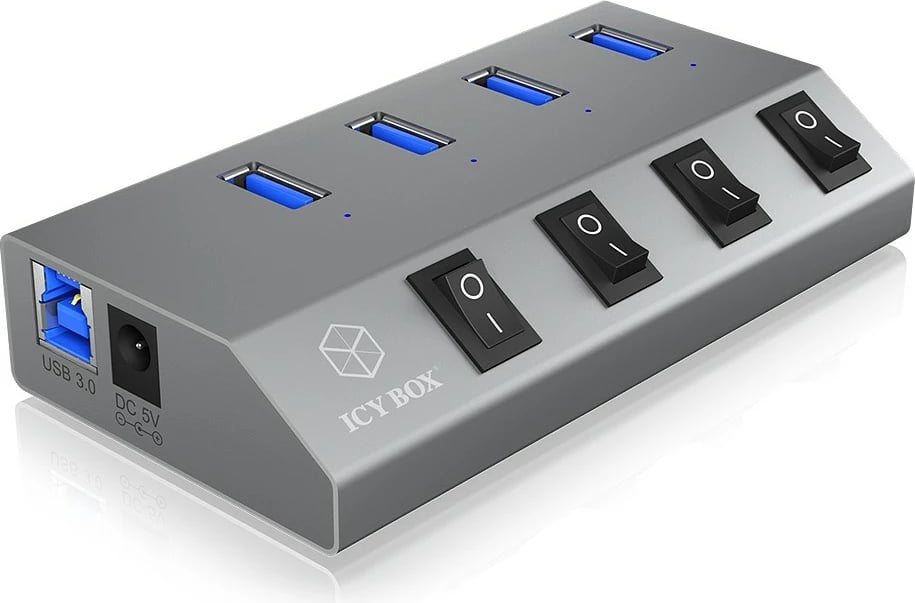 USB hub ICY BOX IB-HUB1405, 4 porta, USB 3.2 Gen 1, alumini, anthracite