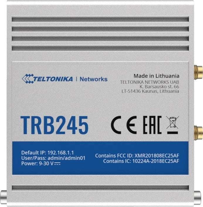 Gateway industrial LTE TELTONIKA TRB245, RS232/RS485, Ethernet, Dy SIM, Alumini