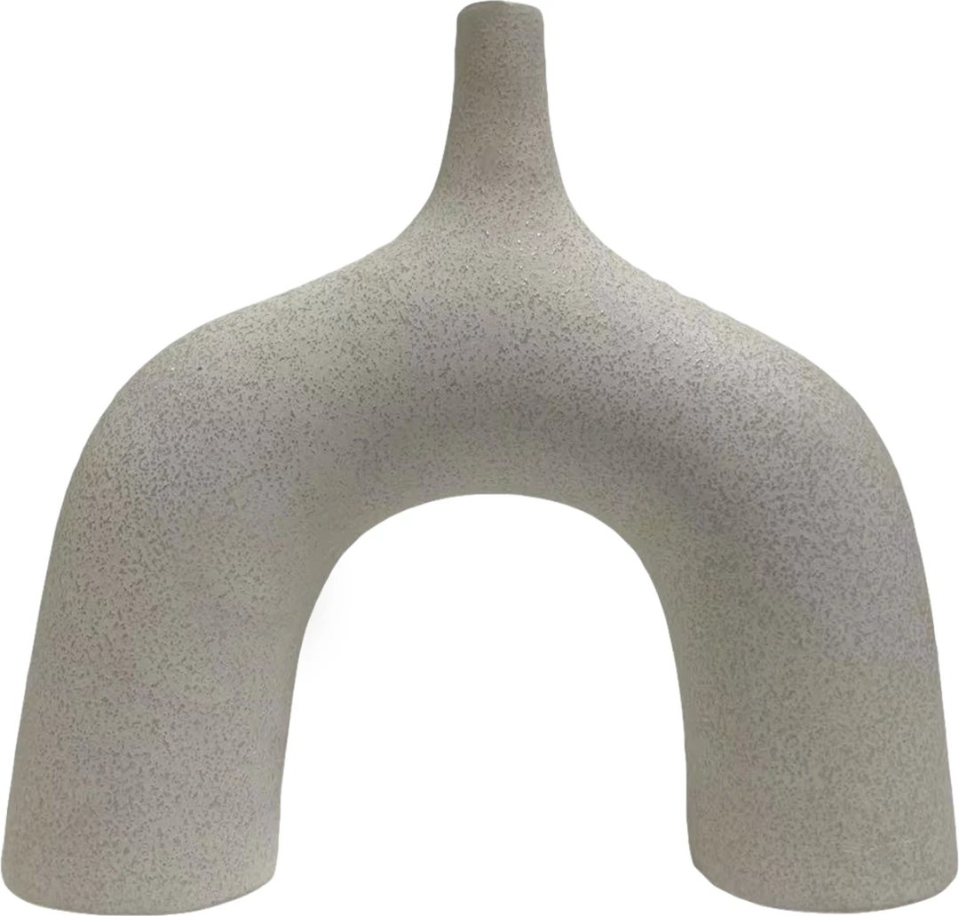 Dekor tavoline prej qeramike, seri ISIL, FH4601.01, ngjyrë e bardhë e zbehtë me kristalizim, 34x10x33H cm