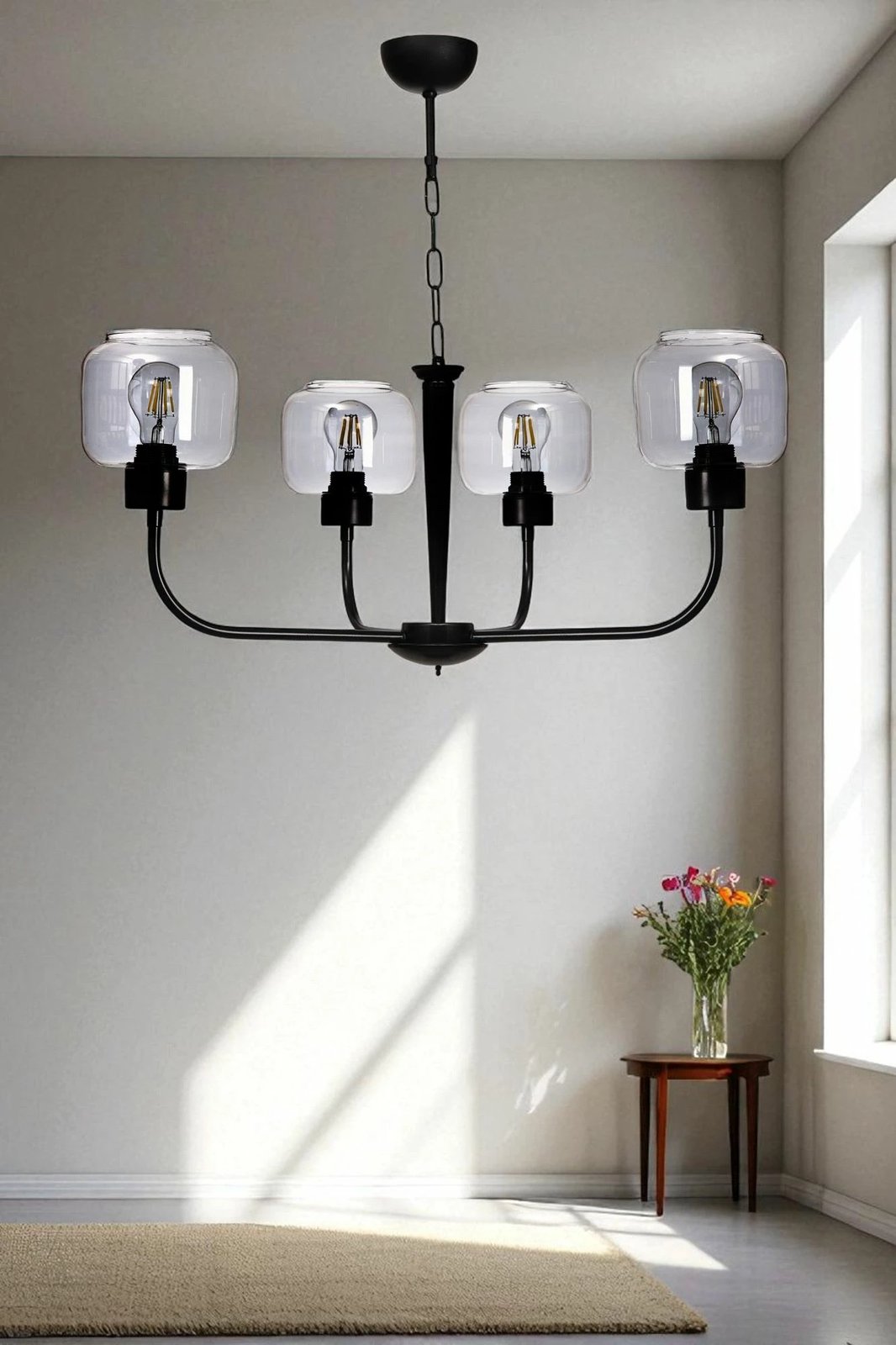 Llambadar Opviq, 8986-4, metal dhe qelq, ngjyrë gri e zezë