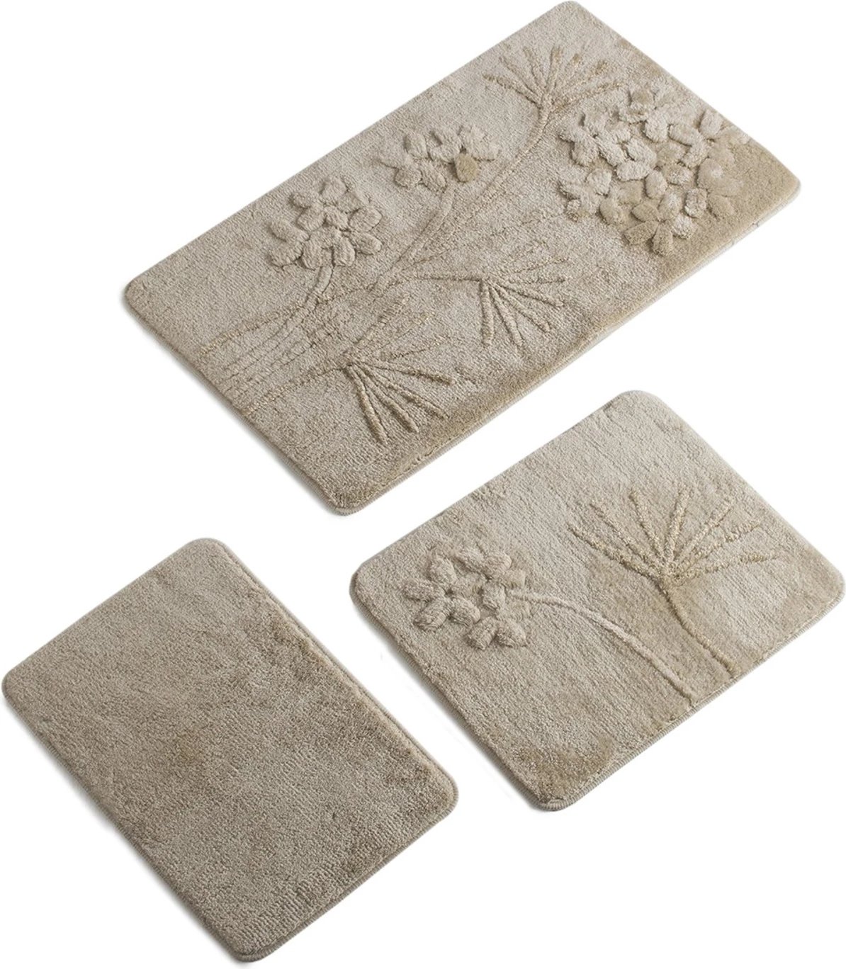 Set tapetash për banjo, 3 copë, akrilik, ngjyrë bezhë, Mijölnir Orkide