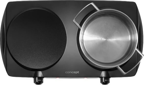 Shporet elektrik me dy pllaka, Concept VE3060, 2500 W, pllaka qeramike 19.2 cm, rregullim temperature, i zi