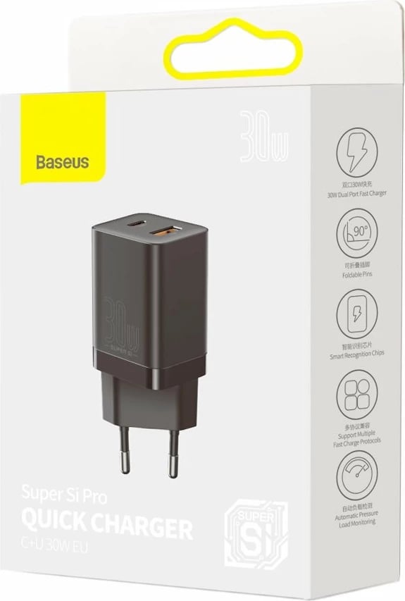 Karikues muri Baseus Super Si Pro CCSUPP-E01, 30W, 2 porta USB/USB-C, i zi Karikues muri Baseus Super Si Pro CCSUPP-E01, 30W, 2 porta USB/USB-C, i zi