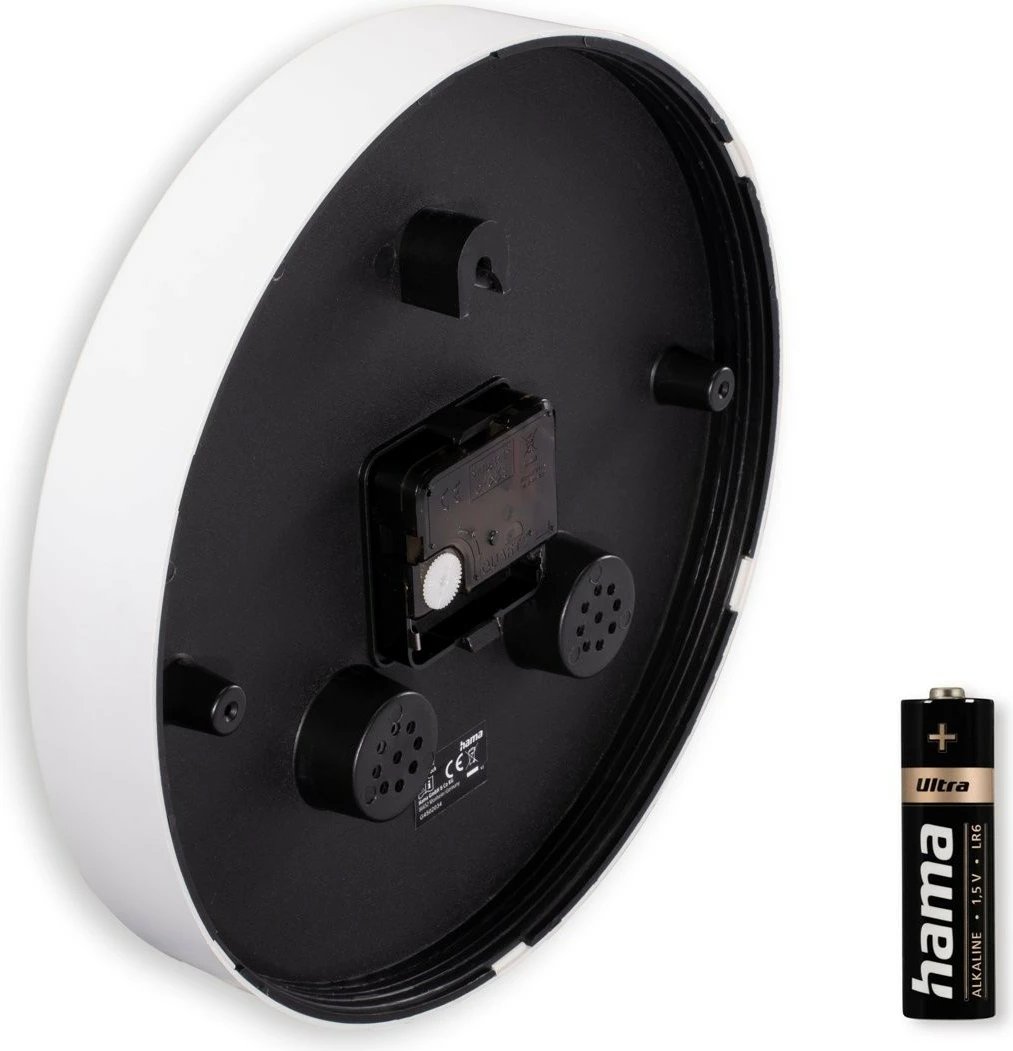 Orë muri Hama 185864, analoge, 25 cm, e bardhë