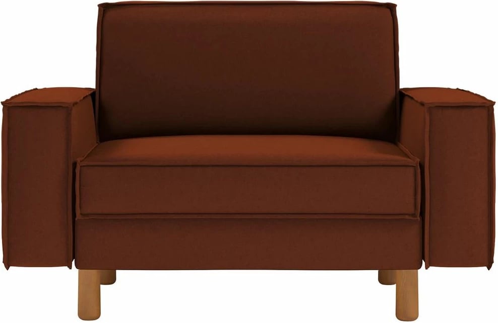 Karrige divan një vendëshe Atelier del Sofa, ngjyrë e kuqe tjegulle, këmbë druri arre