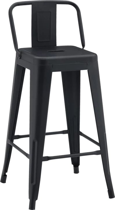 Karrige për bar me lartësi mesatare, me mbështetëse, Utopia, metal, ngjyrë e zezë mat, 42x42x86cm