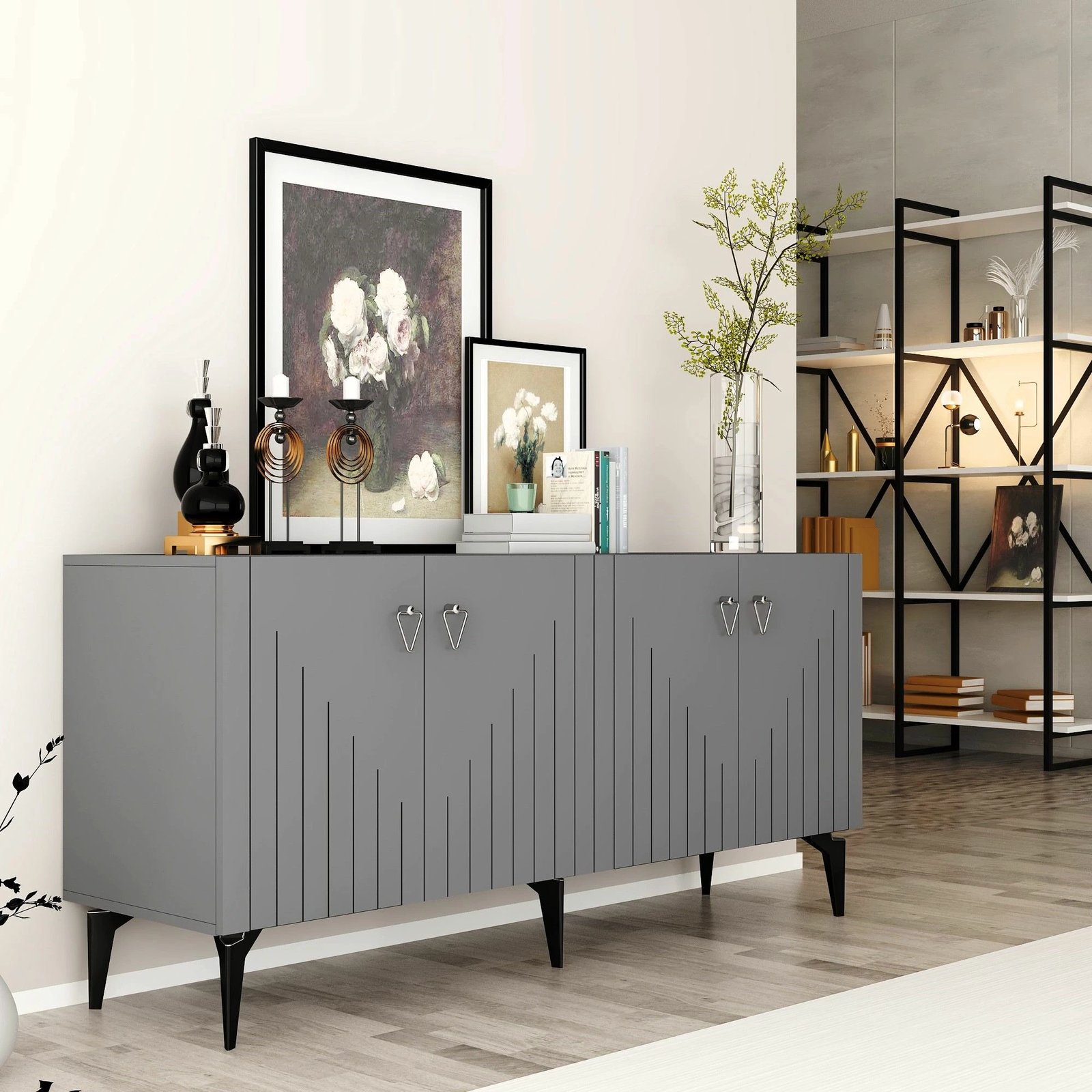 Konsolë Skye Decor, anthracite, argjend