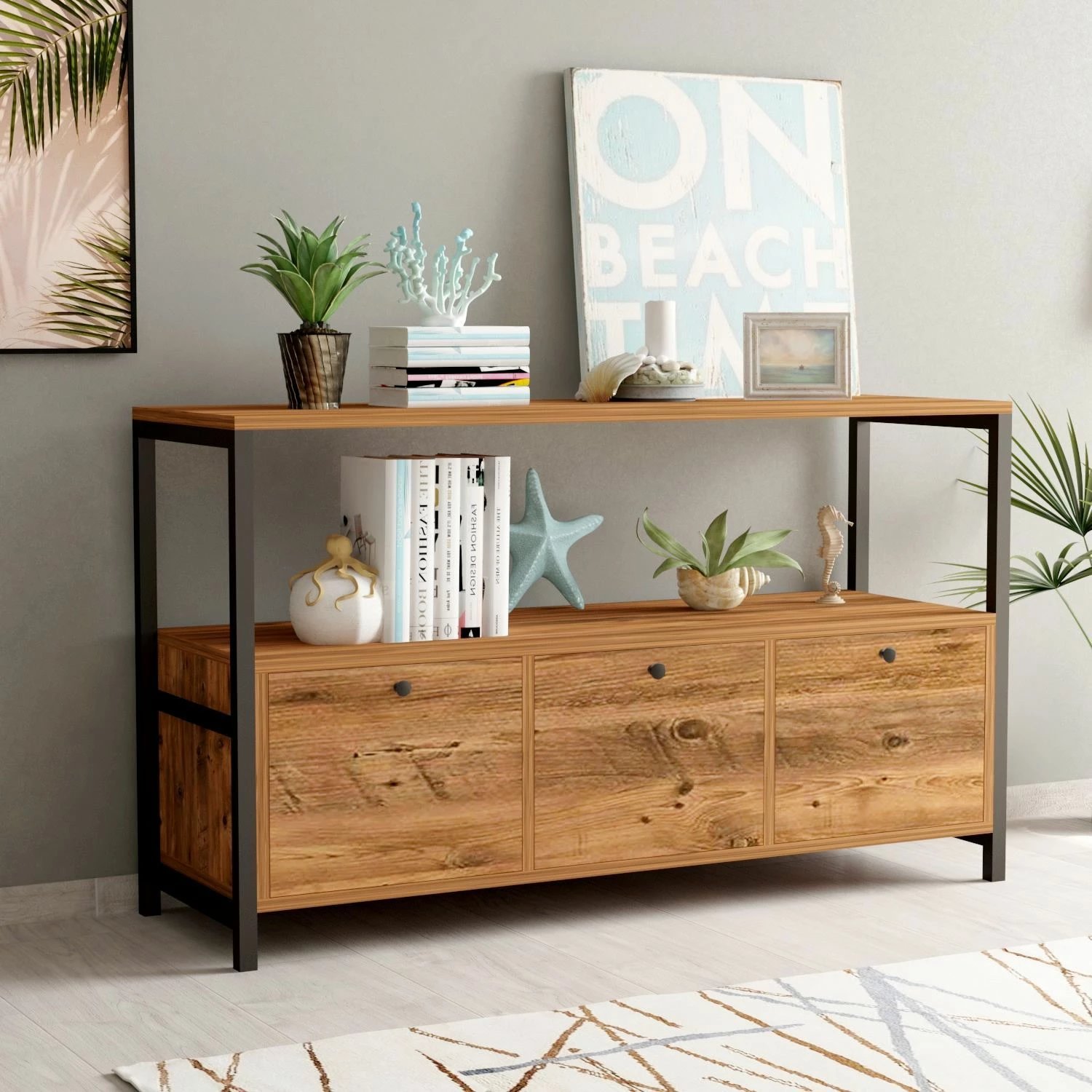 Konsol Hanah Home, ngjyrë pishë Atlantic, e zezë, Nero v2