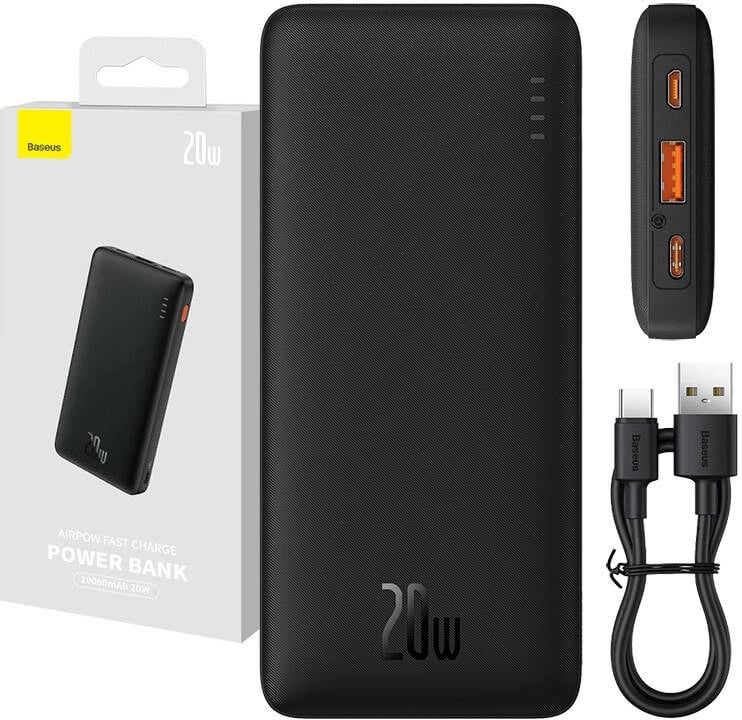 Powerbank Baseus Airpow 10000mAh, 20W, e zezë
