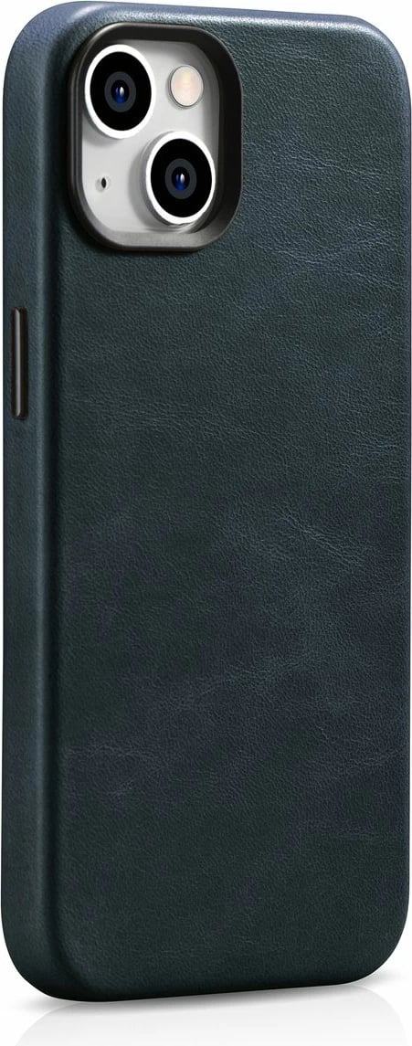 Mbështjellës iCarer Oil Wax Premium Leather për iPhone 14 me MagSafe, Kaltër e errët