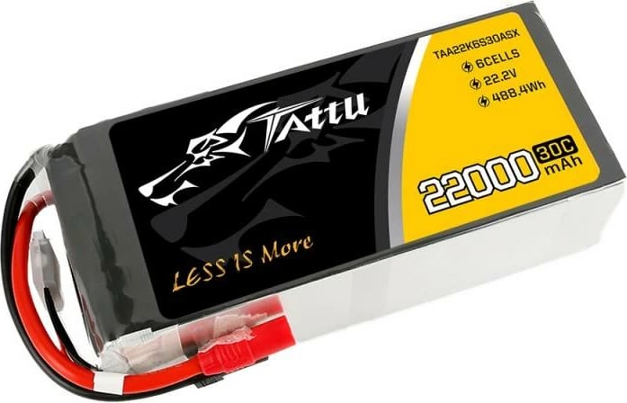 Bateri LiPo Tattu 22000mAh 22.2V 30C 6S1P me AS150+XT150